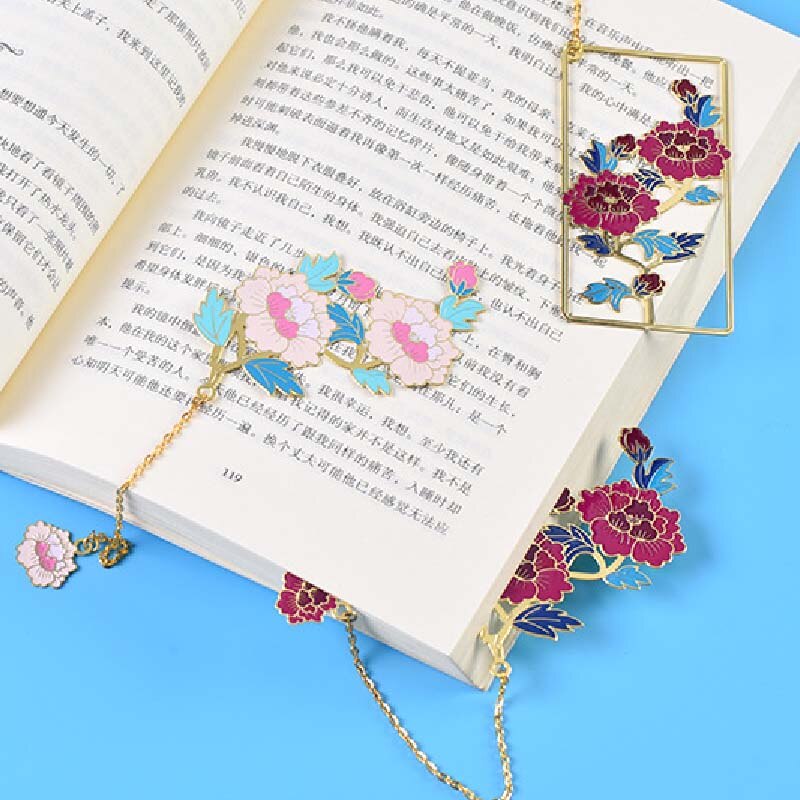 Marcapáginas hueco de Metal con flor creativa, Clip de libro para estudiantes, de paginación, papelería, suministros de oficina escolar, recuerdos Retro,