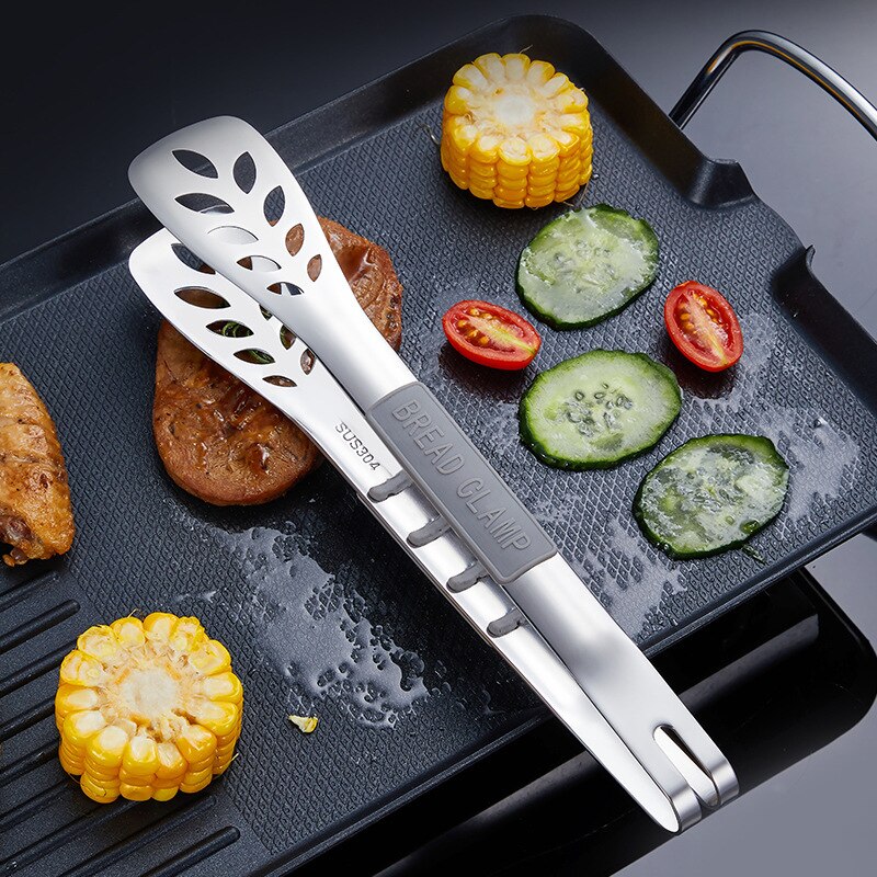 Leaves Hollow Shape Food Tongs Steak Bread Meat Clip Stainless Steel Barbecue Clamp Home Cooking Tools Kitchen Accessories