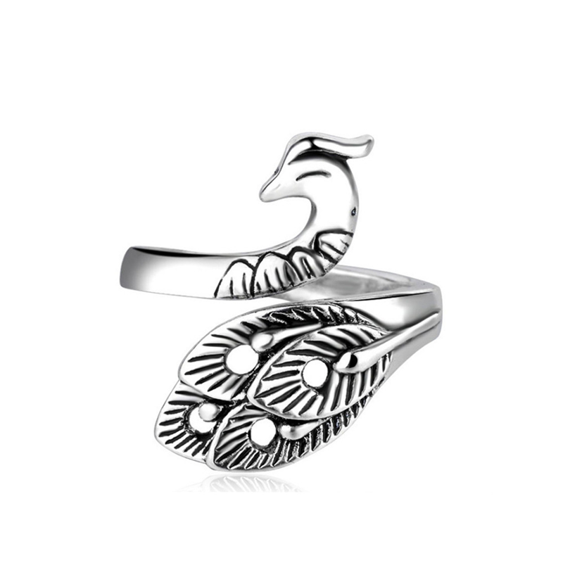 retro Pfau Frosch Ring Männer Frauen Legierung Ringe Ebene FlüGel Hüfte hüpfen Felsen Schmuck Resizable