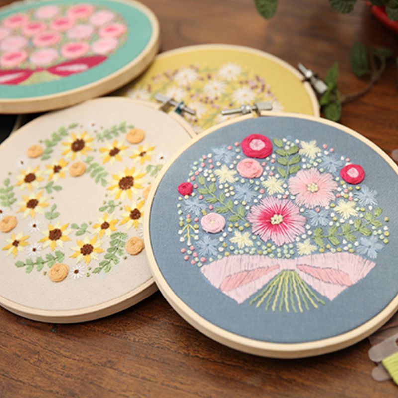Conjunto de cintas de bordado de flores de estilo europeo, manualidades de punto de cruz para principiantes, adorno de bordado cosido a mano para el hogar