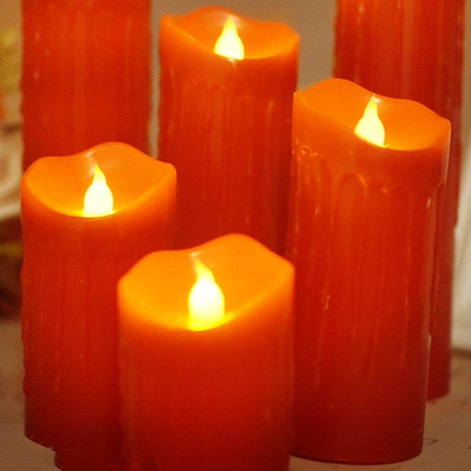Bougie rouge en cire led goutte à goutte, bougie électronique rouge sans flamme de décoration, activités religieuses/noël, bougies d'halloween