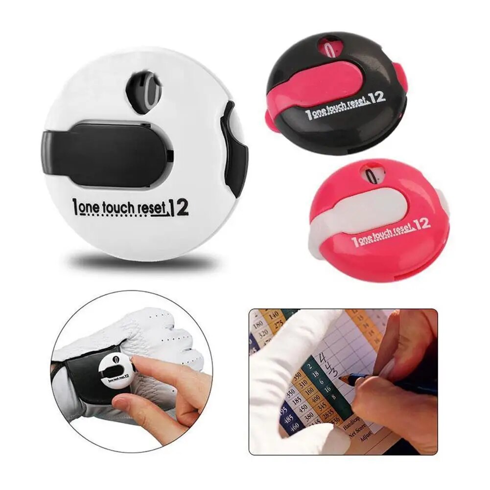 Mini Portátil Golf Stroke Counter, Fácil Reset, Até 12 Strokes, Pontuação Golf, Preto, Branco, Vermelho, Acessórios de Treinamento Golf, 1Pc
