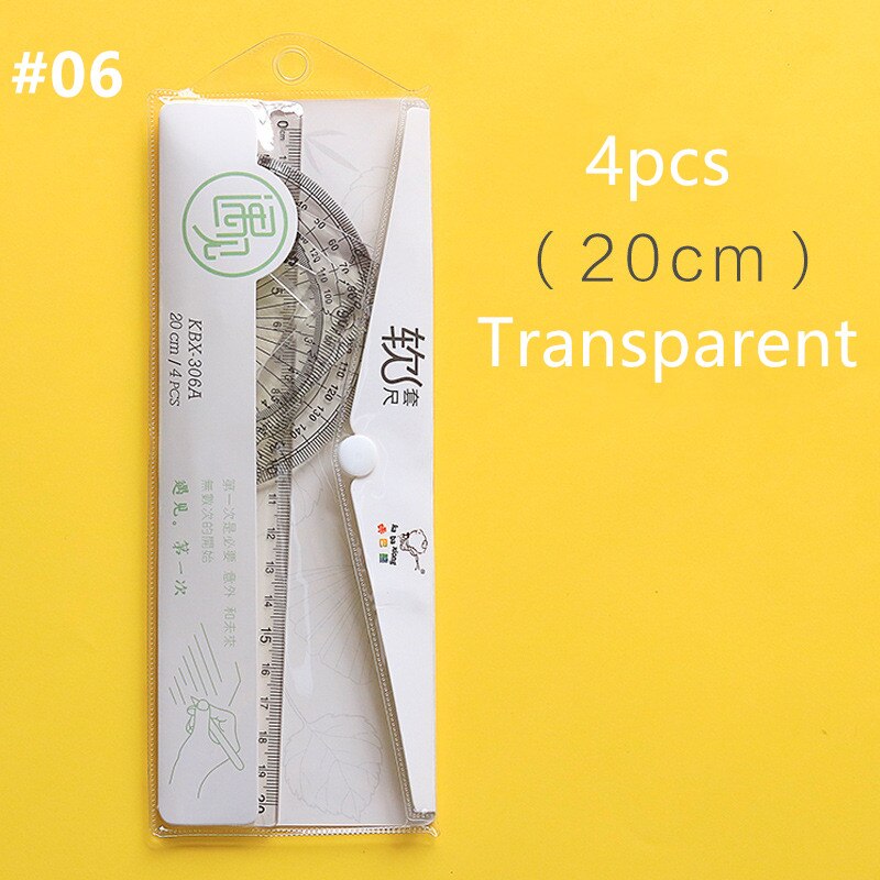 4PCS Protractor Students Maths Geometry Triangle Rulers Set Office Bookmark Drawing School Supplies for child: 06