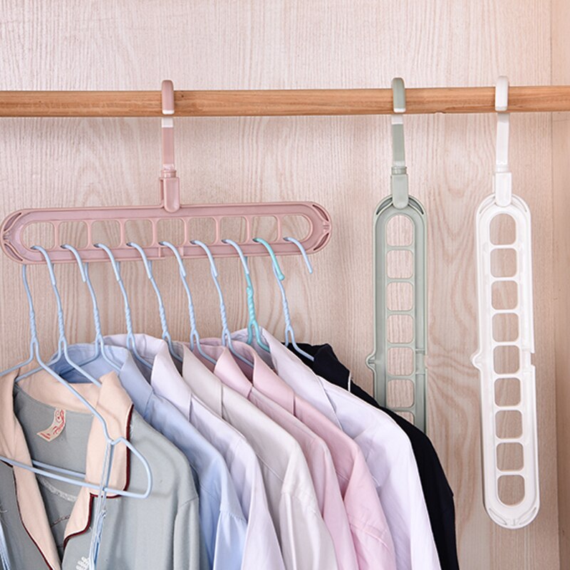 Vertical Horizontal Clothes Hanger Closet Organizer Space Saving Hangers 9-port Clothing Rack Plastic Scarf Storage Cabide Hook