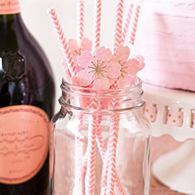 Biologisch afbreekbaar Papier Rietjes, 100 Roze Voor Feestartikelen, Verjaardag, Bruiloft, bridal/Baby Shower Decoraties En Celebrati