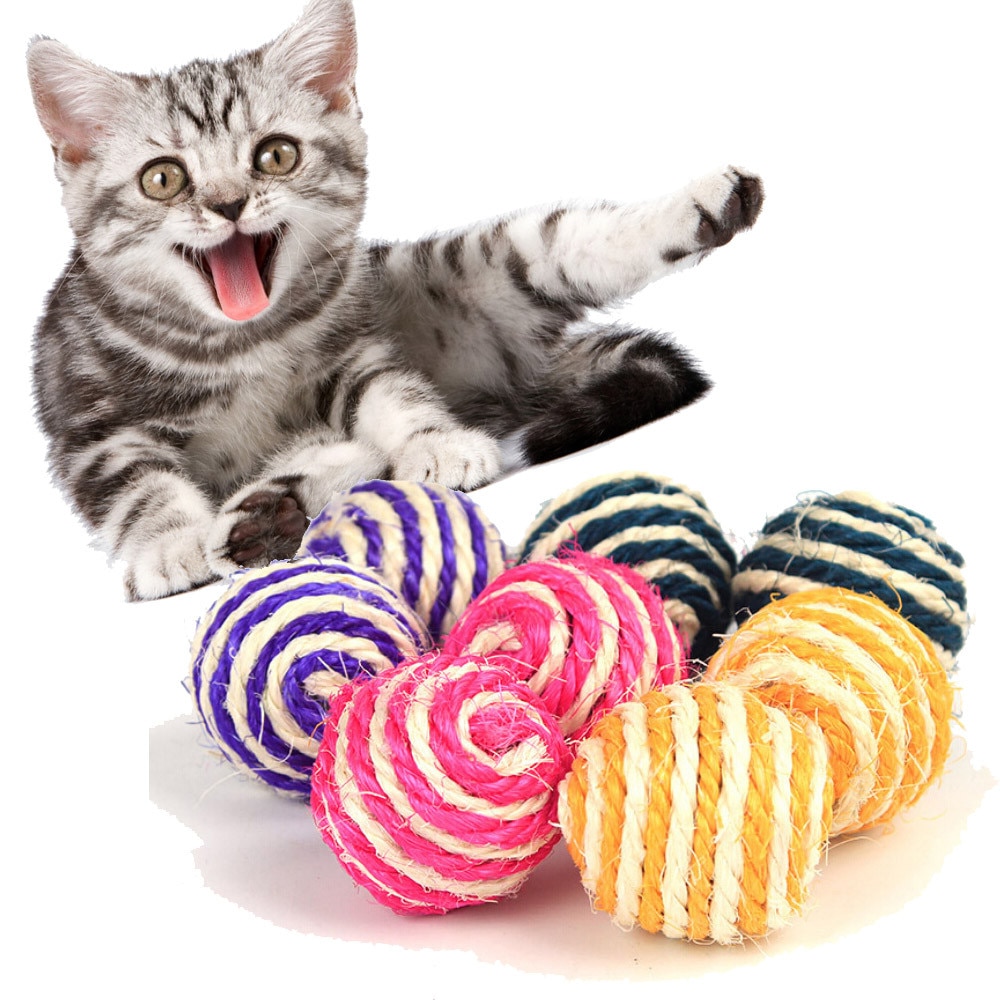 Willekeurige Kleur Kat Spelen Kauwen Speelgoed Stro Kat Huisdier Touw Weave Bal Teaser Bal Katten Producten Voor Huisdieren ^ 5