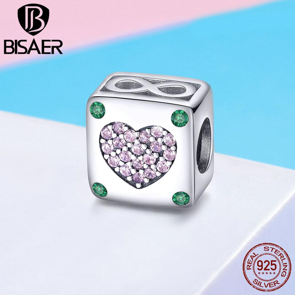 BISAER 925 Sterling Silver Infinite Charms Infinity Beads Fit Charms Silver 925 Original Bracelet Women Beads Jewelry Making