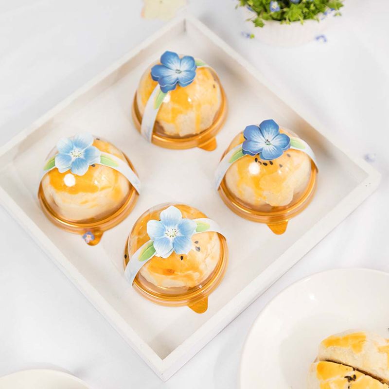 100x Flower Egg Yolk Crisp Pastry Seal Sticker Strip Mooncake Package Box Decor