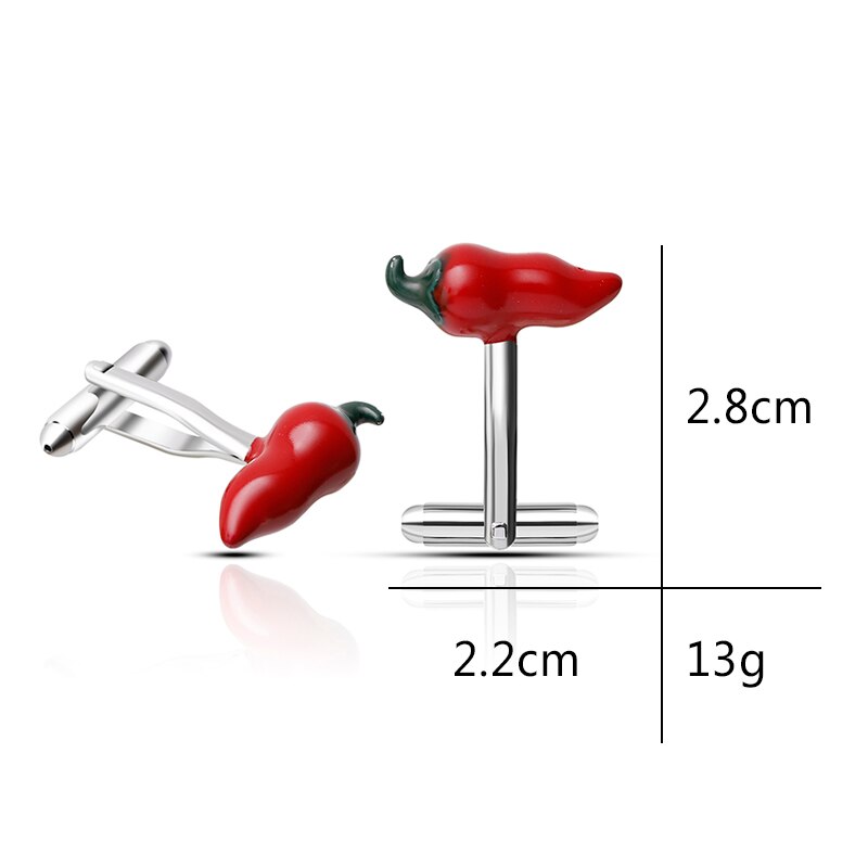 Novelty Red Pepper Chili Cufflinks for Mens Shirts Cuff nails Create Cufflinks Men Brand Jewelry