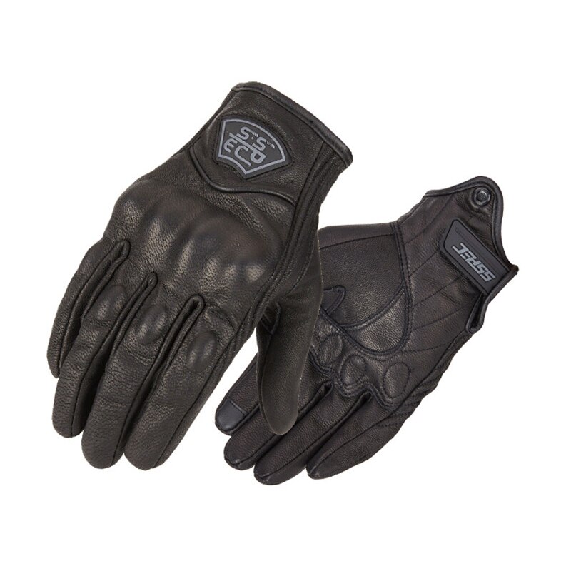 Guantes clásicos Retro de cuero para motocicleta, para mujer, Chopper, Moto, café, impermeables, Vintage, dedo completo, XS-XXL, novedad de: Negro / L