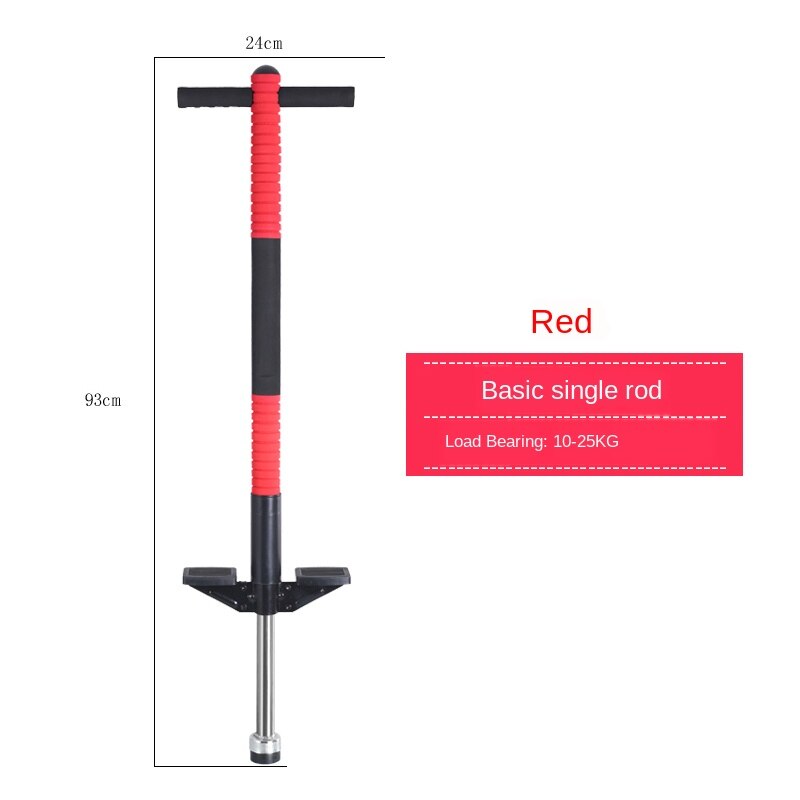 Galvanized Steel Pipe Jump Pogo Children Teenagers Jumping Pole Stick with Spiral Spring Metal Jumping Stilts: Single pole red