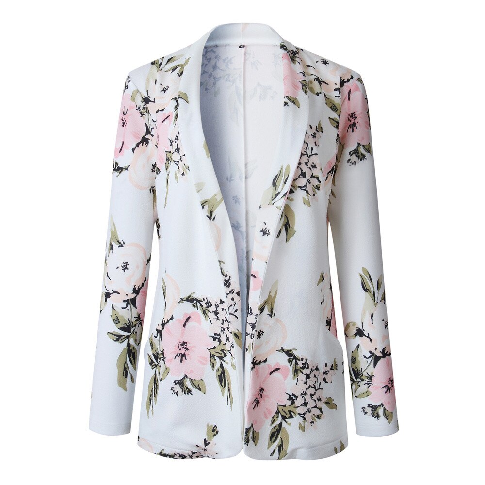 Chaqueta de manga 3/4 para mujer, chaqueta Rebeca con estampado Floral Retro, Apertura frontal, otoño