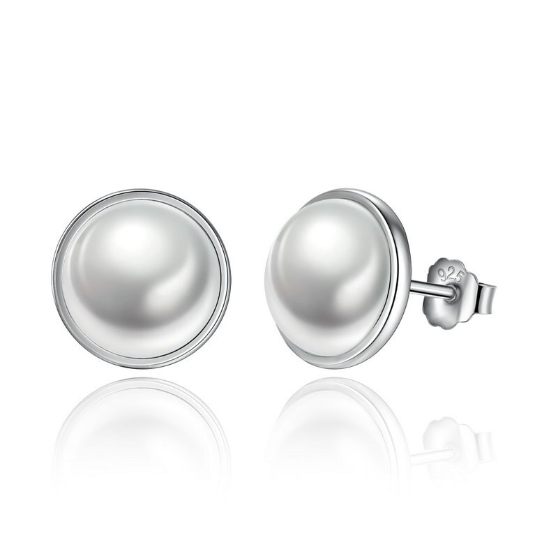 WOSTU 100% 925 Sterling Silver Lucky Forever Circular Stud Earrings For Women Authentic Original Jewelry: Champagne