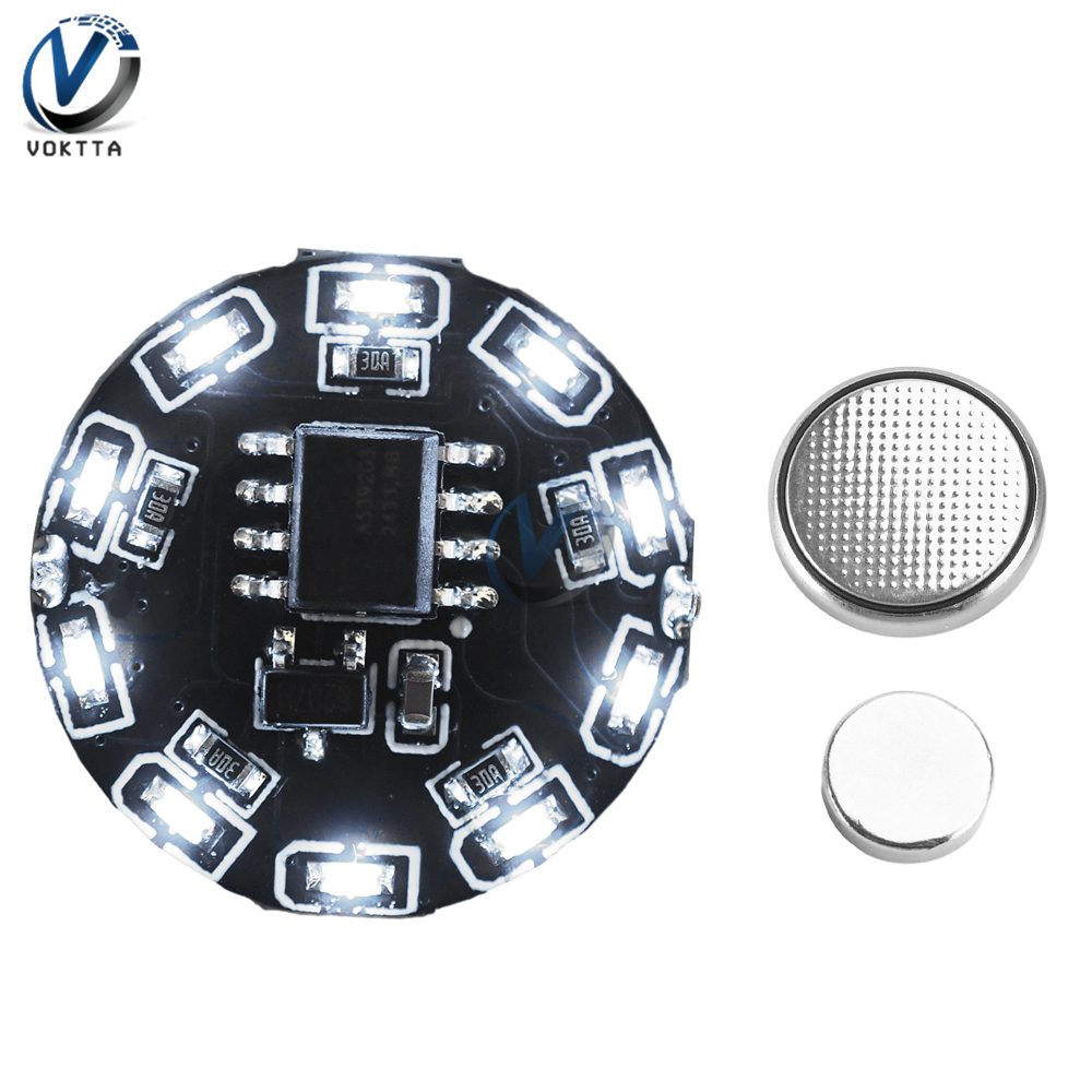 Anillo LED direccionable Individual interruptor de luz de Control de inducción magnética LED 16Leds RGB Controlador LED Lampes Kit de luces de flujo: Plata