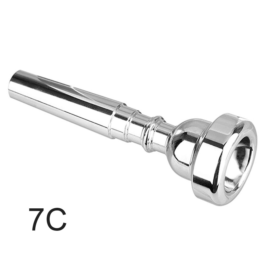 Suave portátil práctico reemplazo trompeta boquilla latón agudos 3C 5C 7C accesorios musicales para principiantes práctica: Silver 7C