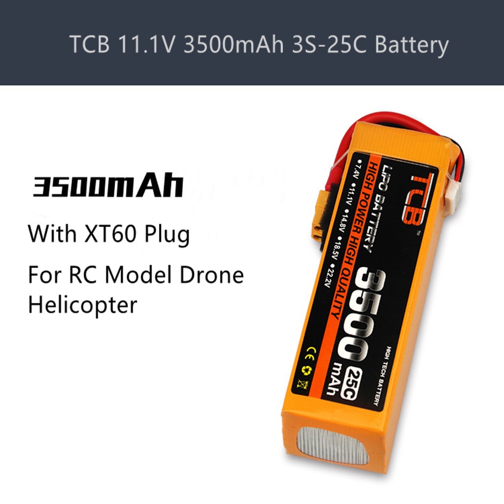 Tcb 11.1V 3500Mah 3s-25c Batterij Onderdelen Met Xt60 Plug Voor Rc Model Drone Helicopter Quick Lading Backup batterij # G30
