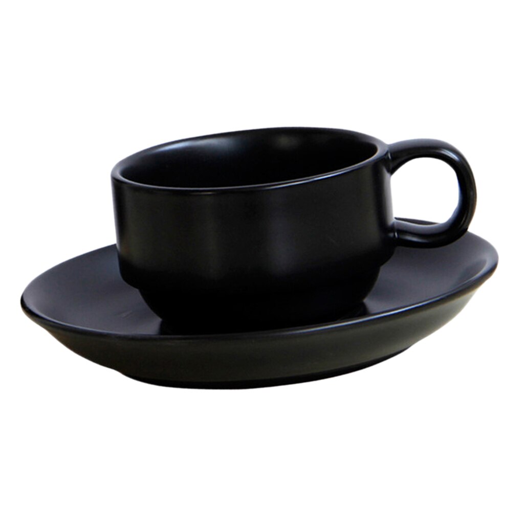 Ceramic Cup Coffee Cup Mug Tea Cup Set for Office and Home Perfect , Maximum Capacity 180ml/ 6 ounce (Black)