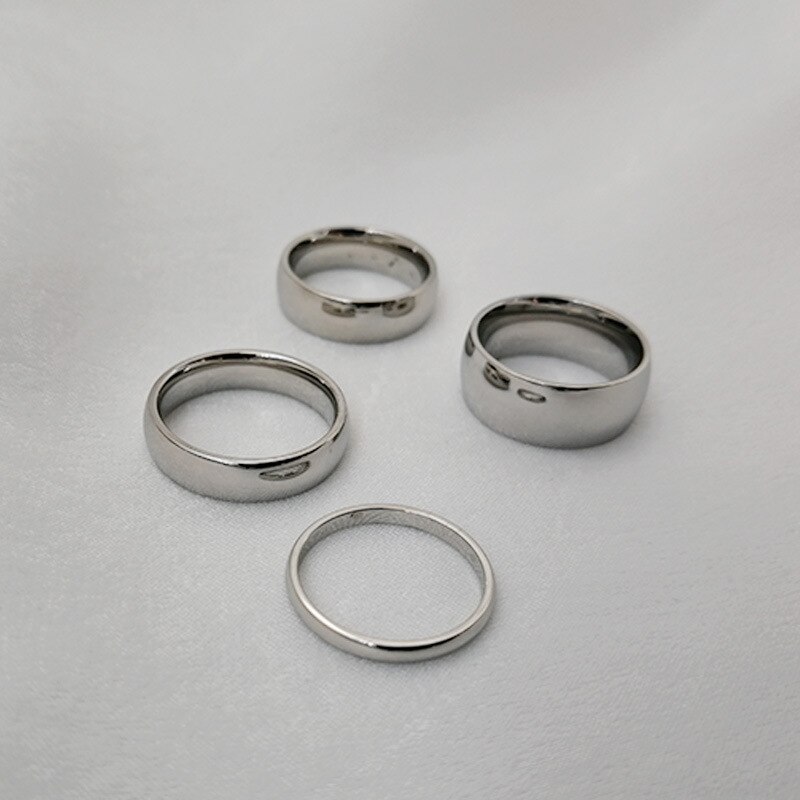 2/5/6/8mm piccolo Mini colore argento acciaio inossidabile anelli da donna semplici gioielli di moda formato usa 3 4 5 6 7 8 9 10 11 12