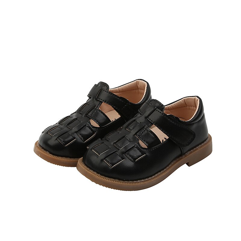 Moda bambini ragazze scarpe bambini ragazzi scarpe Casual in pelle Design intrecciato scarpe da spiaggia ritagli sandali per. Estate SHS090: SHS090Black / CN 22 insole 14cm