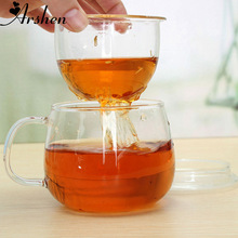 Arshen Duurzaam 3 in 1 Set 320 ml Clear Hittebestendige thee Koffie met Thee-ei Filter Deksel Gebruik voor Thuiskantoor