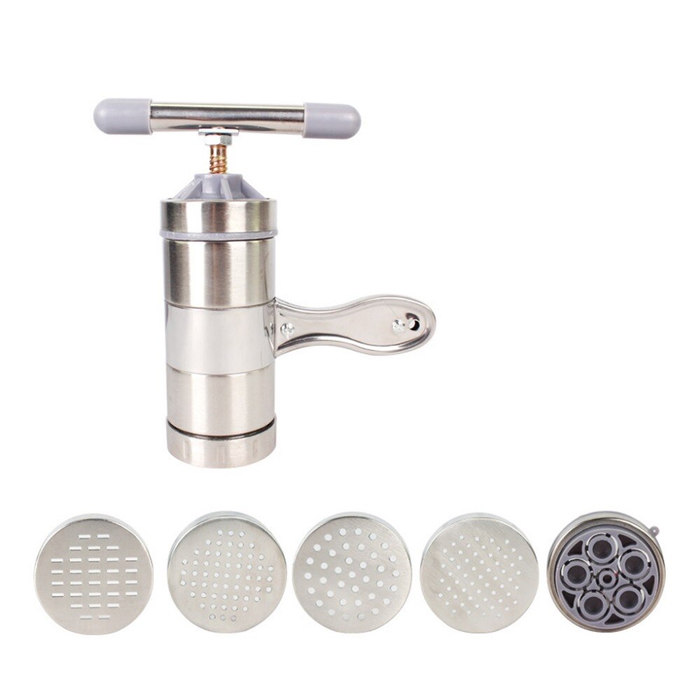 Juego de herramientas para hacer fideos, Máquina Manual de acero inoxidable para hacer Pasta, prensa para espagueti, exprimidor de frutas, 5 uds.