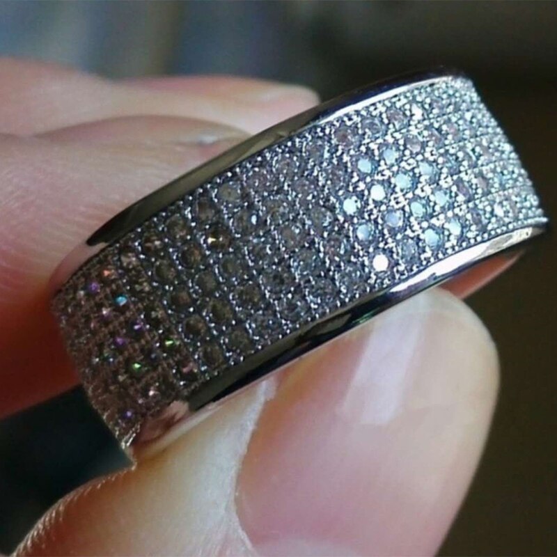 chaude classique complet AAA blanc Zircon anneaux de mariage pour les femmes de luxe argent plaqué femme mariée bijoux fiançailles fête