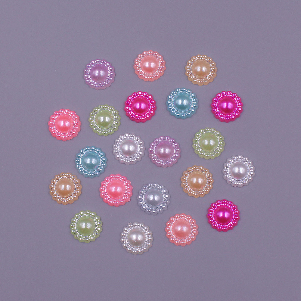 11mm 100 . løse perler i form av blomster, imitasjon av abs-perler, halvrunde perler, flatback, diy-smykker, utklippsbokdekorasjon: måke