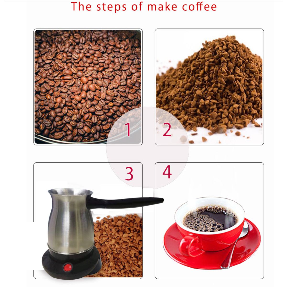 600W 220V Coffee Machine 304 Stainless Steel Turkey Mocha Coffee Maker Electrical Coffee Pot Coffee Kettle for home office