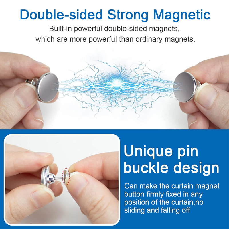 Hebilla de cortina magnética sin clavos, decoración de ventana desmontable, cortinas que evitan la luz, botón de cierre, manteles, Clips magnéticos para cortina
