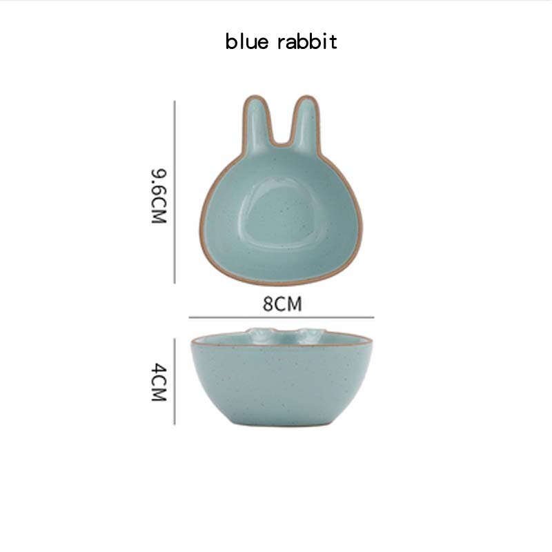 Keukengerei Snack Kleine Plaat Voor Voedsel Keramische Kant Dishe Servies Fruitschaal Saus Dishe Serveren Cartoon Tafel Decoratie: blue rabbit