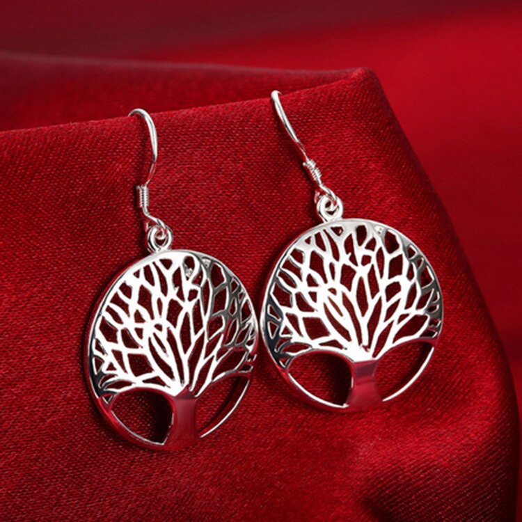 alliage arbre de vie boucle d'oreille pour les femmes ensemble Simple tout-Match métal pendentif Europe et amérique bijoux