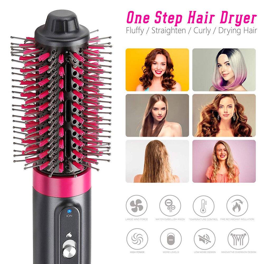 4 In 1 Hair Dryer Brush One-Step Hair Dryer and Volumizer Air Brush 360 Degree Rotating Hair Straightener Curls