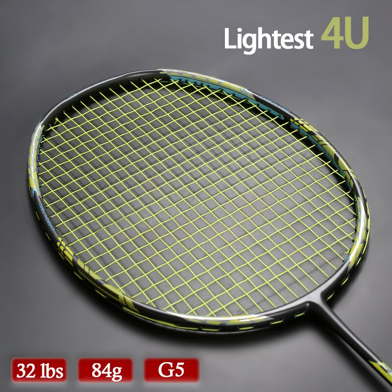 Carbon Fiber Strung Badminton Rackets Weight Light 4U 84g G5 Offensive Type Racquet 24-32LBS Rackets With Bags Speed Raquette: Pink