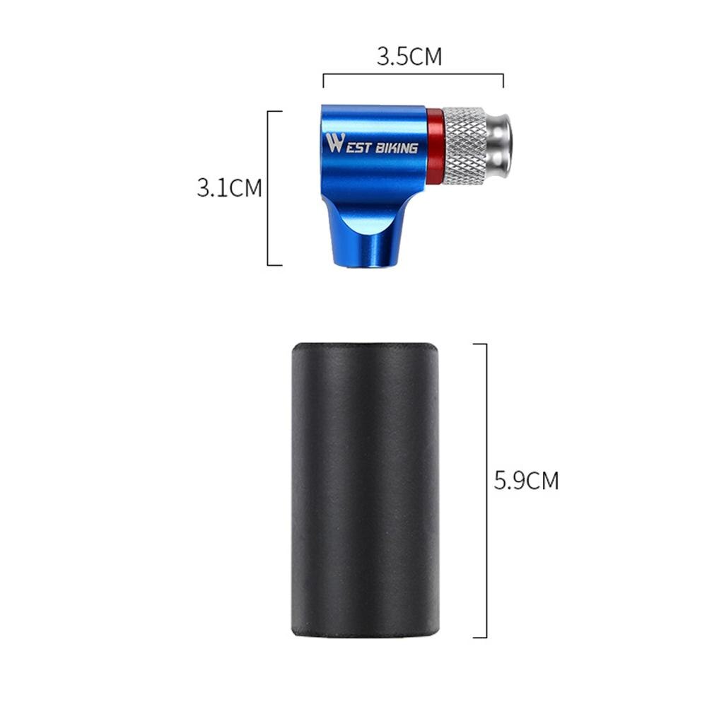West bikihg fiets  co2 cartridge kop draagbare luchtfles mtb fiets luchtpomp accessoires voor schrader presta ventiel universeel: Blauw