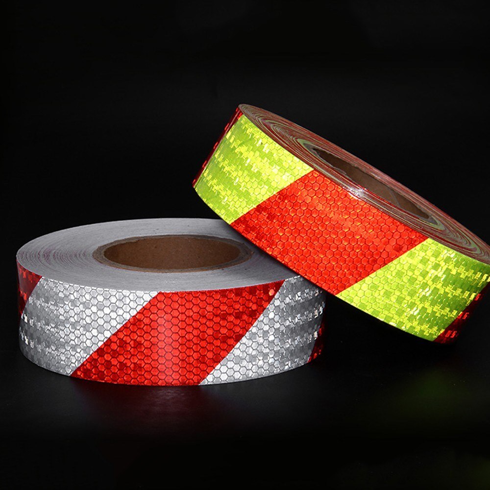 Shining Reflective Safety Warning Tape Self Adhesive Twill Printing Reflective Tape for Car: RED AND YELLOW