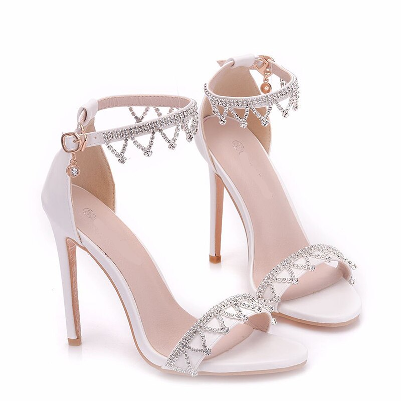 Sexy Sandalen Zomer Schoenen Hoge Hakken Kwastje Strass Hak Gladiator Sandalen Open Teen Bruiloft Prom Schoenen Plus Size 41