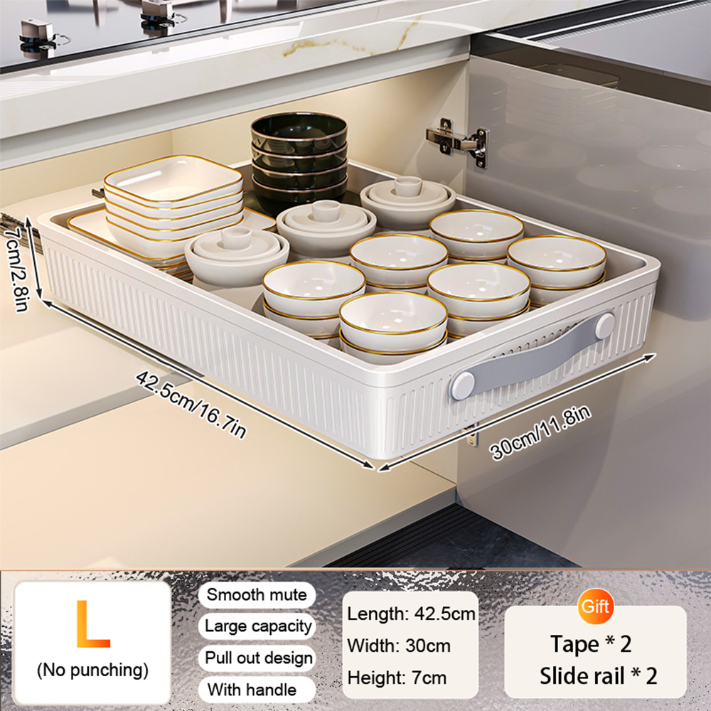 2 STUKS Keuken Lade Opbergrek met Glijrails Uittrekbare Kast Organisator Opbergvak Kruiden Kruiden Fles Opbergrek: Rood