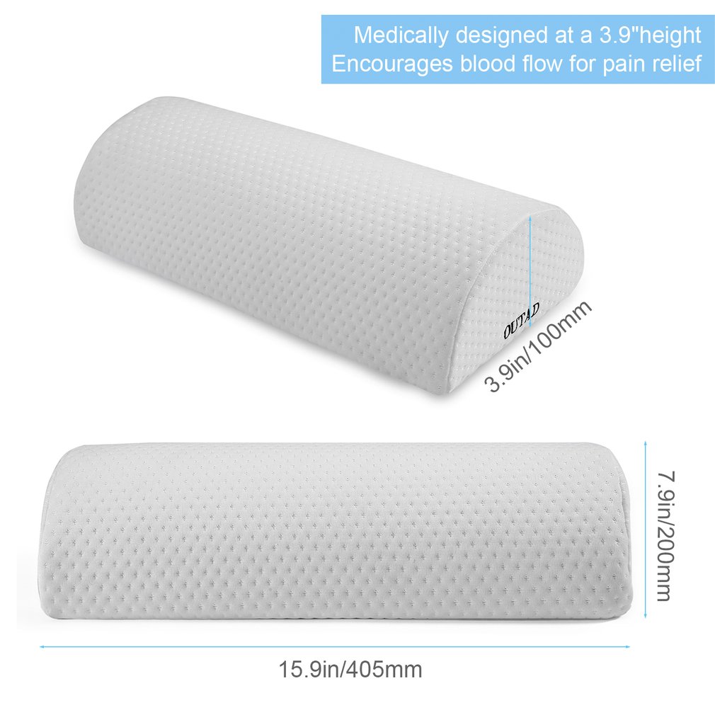Outad Comfortabele Rugpijn Relief Halfmoon Bolster Met Memory Foam Semi-Roll Kussen Wasbaar Verwijderbare Biologisch Katoen Cover