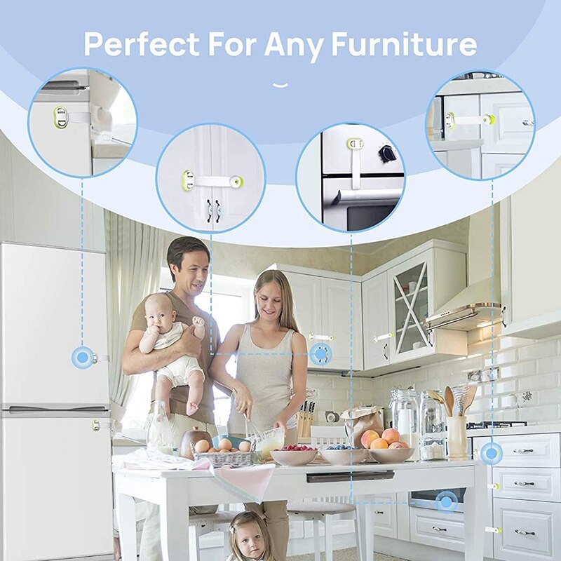 Kind Veiligheid Kabinet Sloten, 10 Pack Baby Proofing Koelkast Sloten Met Sterke Lijm, Geen Gereedschap Of Boren