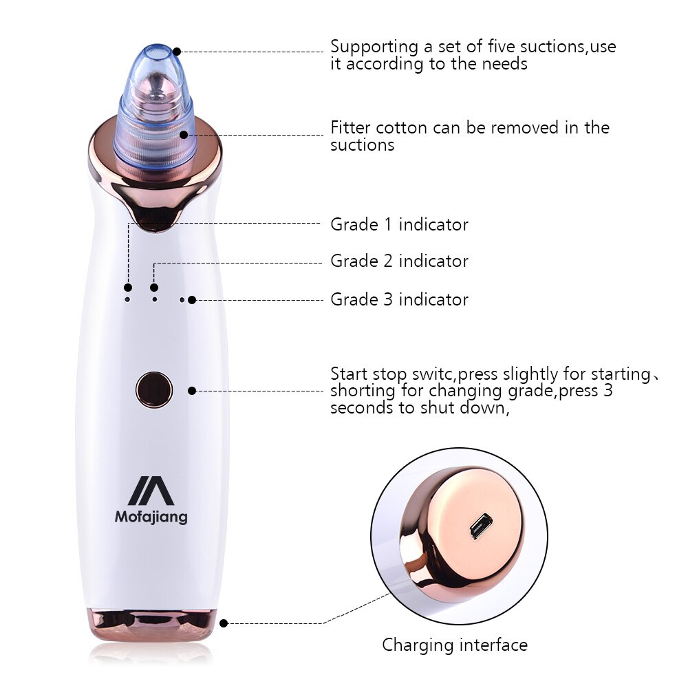 Electric Blackhead Remover vacuum cleaner black dot Skin Care Machine Nose Face T Zone Pore Deep Cleansing tools