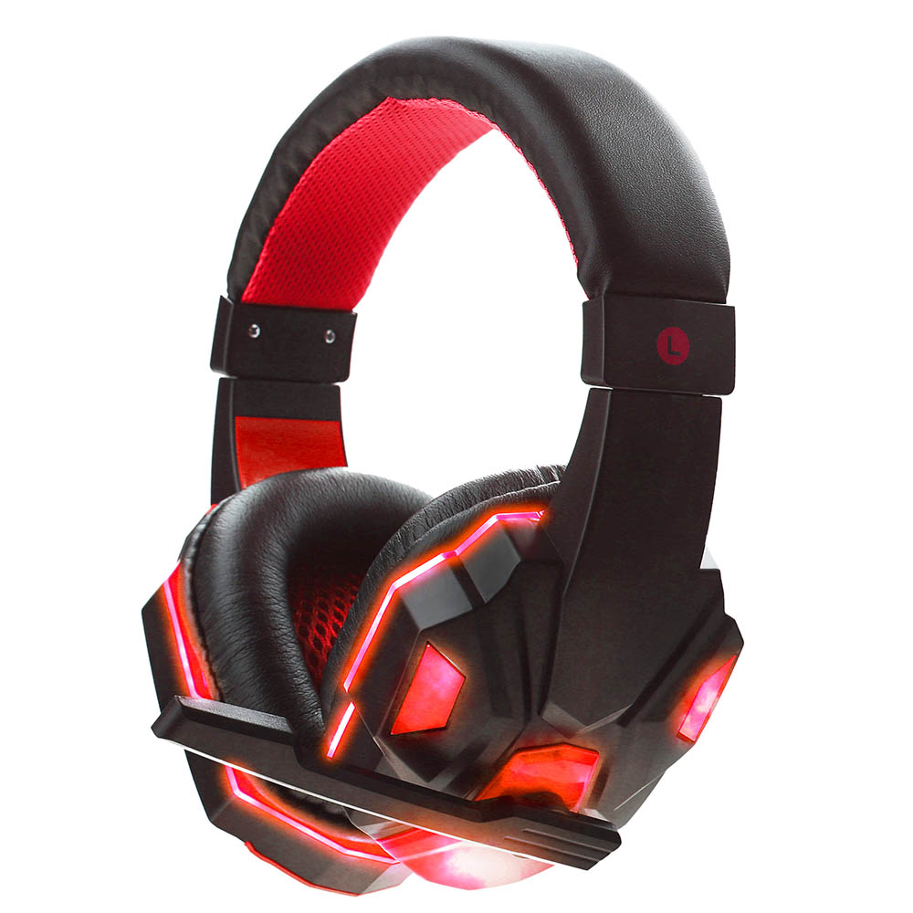 LED Spielen Headset kopfhörer für PC Kopfhörer mit Mikrofon mit USB Volumen Kontrolle verdrahtete kopfhörer 3,5mm Spielen Headset: rot