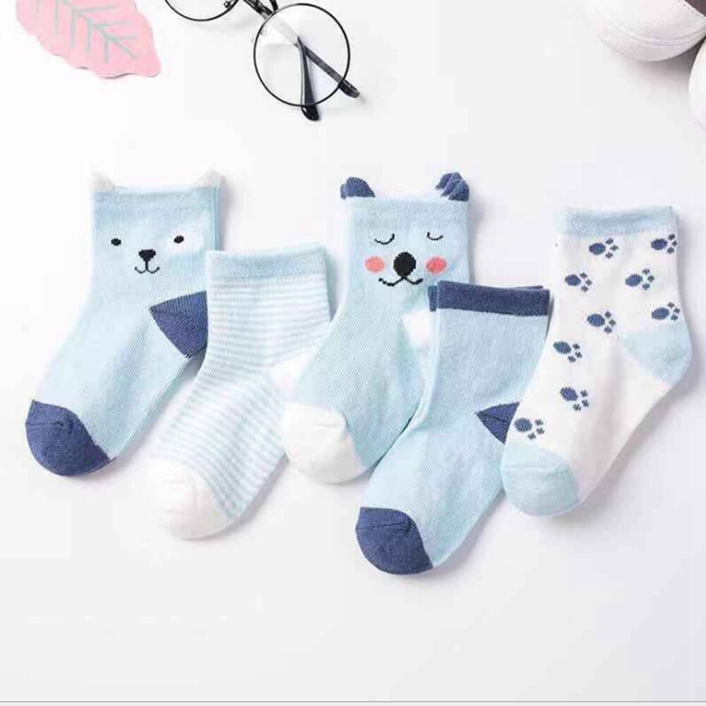 Sanlutoz Baby Jongens Meisjes Sokken Katoenen Baby Korte Sokken Leuke Zachte (1 Set 5 Pairs)