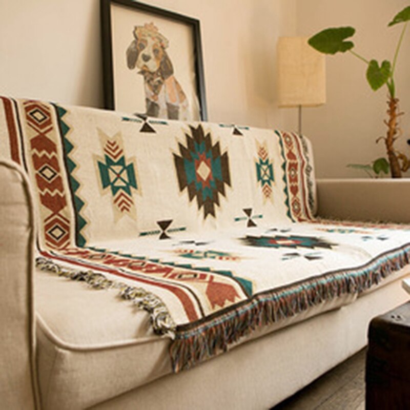 Indisk stil væghængende bomuldsseng sengebetræk picnic tæppe bærbar bil rejse dække tæppe brug kontor