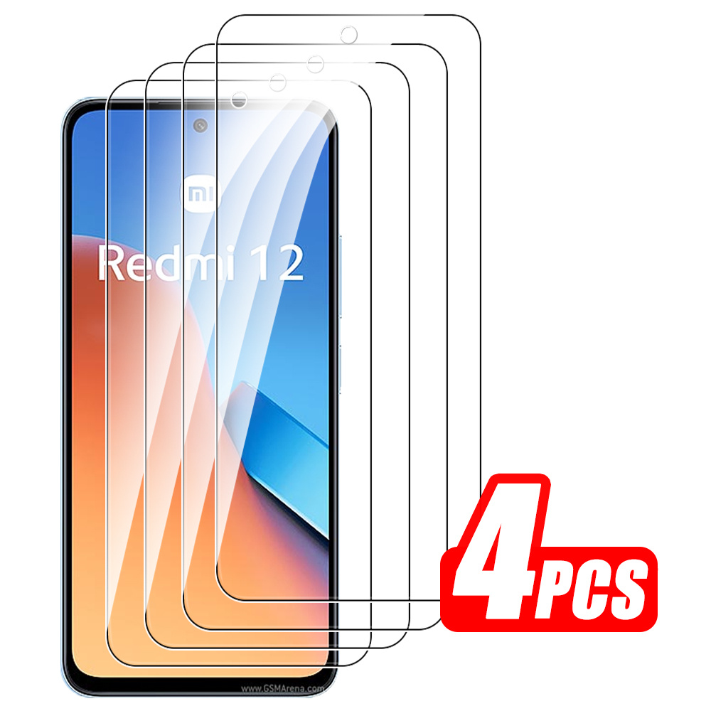 1-4Pcs Full Cover Tempered Glass For Xiaomi Redmi 12 4G Screen Protector Readmi Redmy 12 13 14 15 15C 13C Protective Armor Films: Lucent / Bundle6