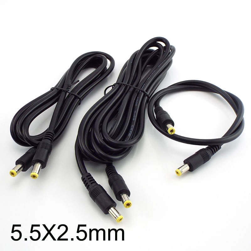 12V 5.5Mm X2.5mm Plug Power Kabel Connector 0.5M 1.5M 3M Dc Male Naar Male Cord adapter Uitbreiding Draad Voor Pc Laptop Voeding