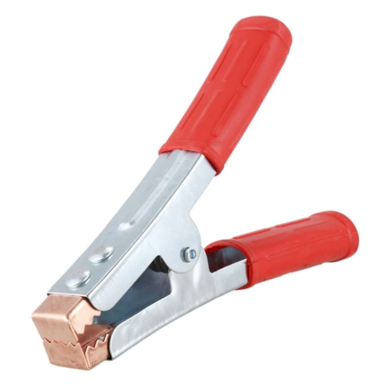 2X Red Handle 500A Spring Loaded Crocodile Clip Welding Earth Clamp