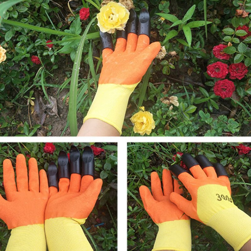 Guantes de jardinería protectores para plantar flores y plantas, impermeables, resistentes al desgaste, gruesos, para cepillar el suelo, transpirables: single claw orange