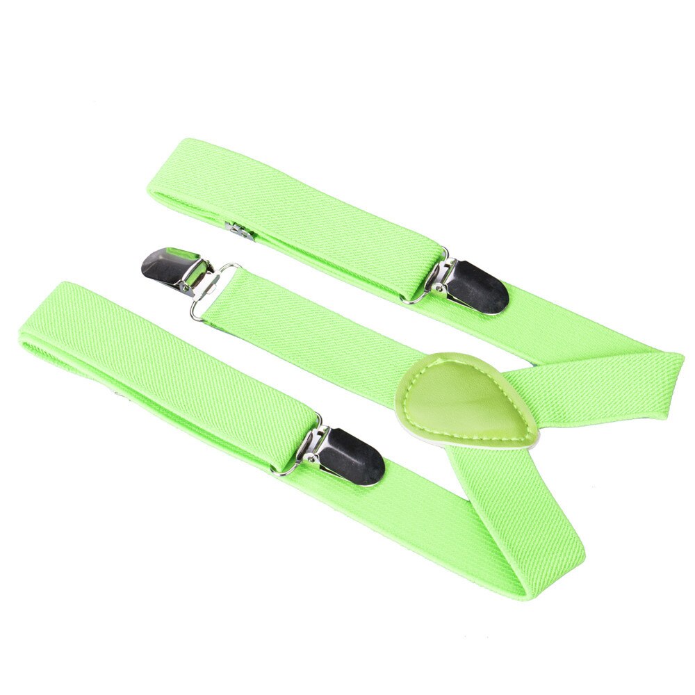 Børn drenge piger solide elastiske seler klip-on y-formede justerbare stropper seler: Grøn