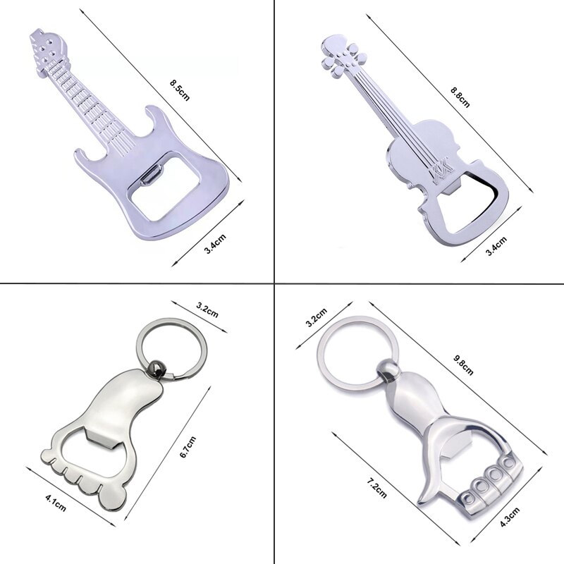 Beer Cap Lifter Metal Beer Keychain Bottle Opener Shark/Guitar Style Kitchen Accessories Wedding Party Favor