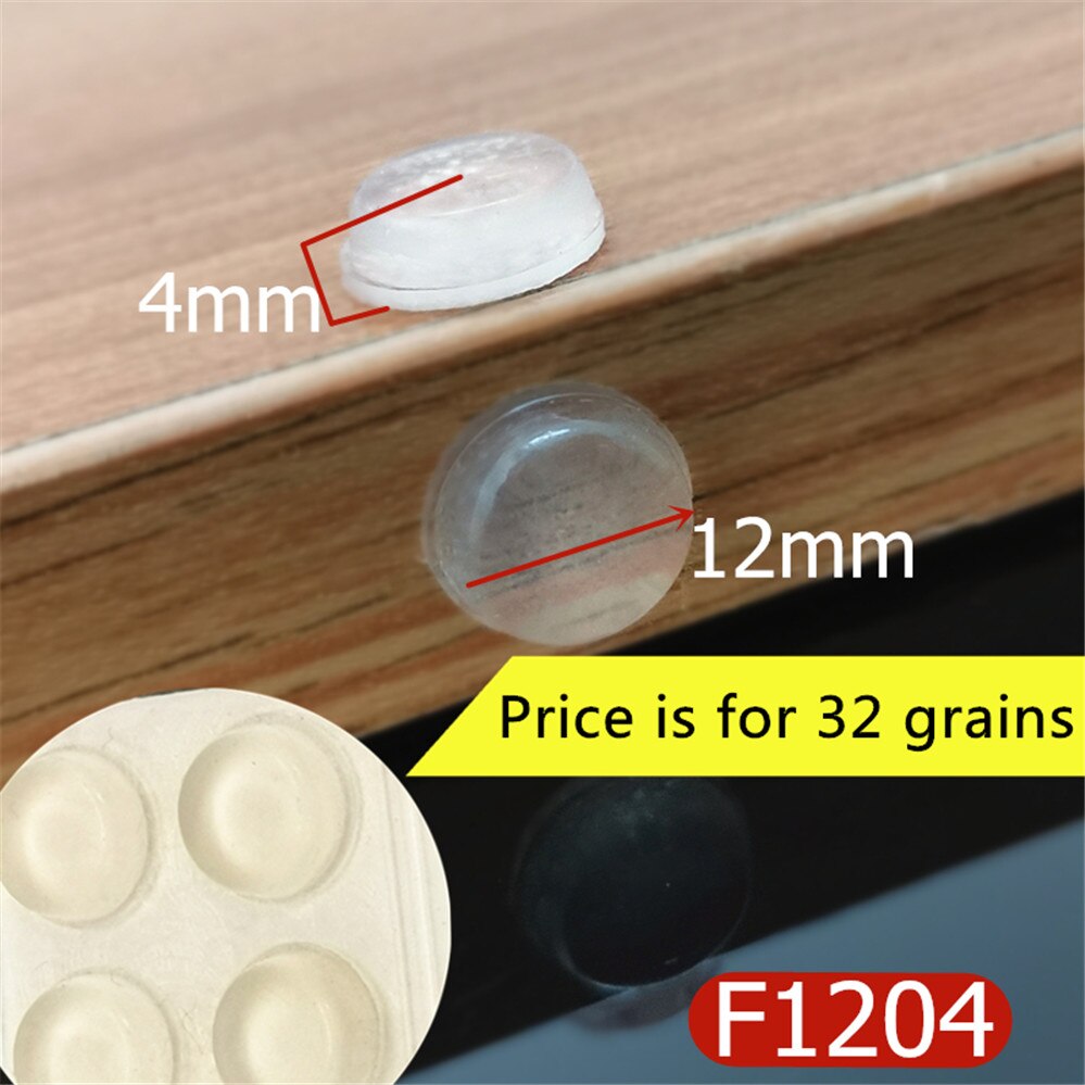 Silikon möbeldynor kudde antikollisionspartikel självhäftande gummidämpare buffert skåpdörr stötfångare skyddsdynor: F1204 x 32 korn
